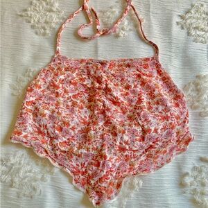 Promesa Floral Halter Top - Pink and Orange